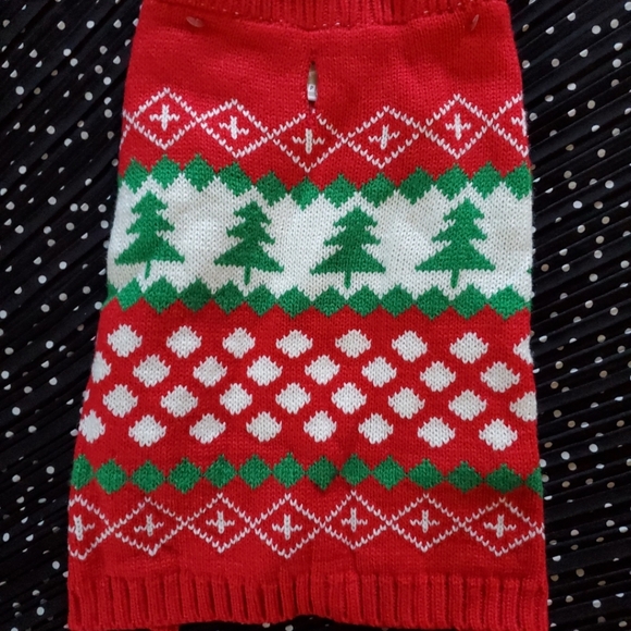 Holiday Red & Green Dog Sweater with Festive Patterns / Size - Small /Pet Spirit - Picture 3 of 8